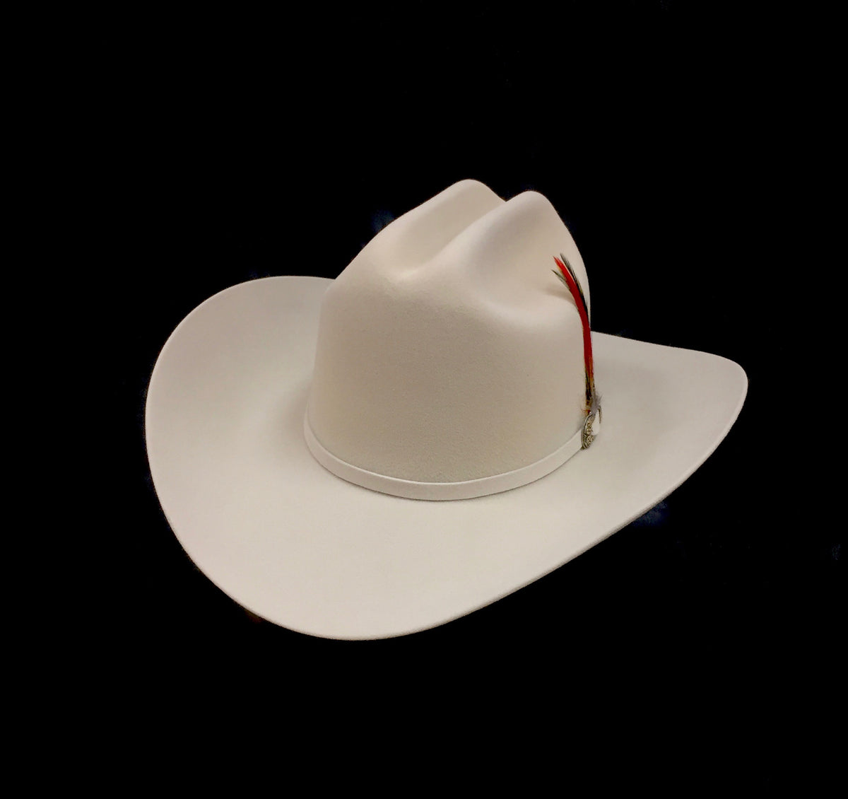 SUPERB 1950\'s IVORY FURRY FELT CART WHEEL HAT + RED/GOLD BAND Large Brim Natural Straw & Red Cartwheel / Platter Summer  main image 4