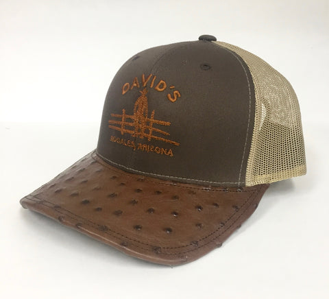 Brown/Beige cap with kango tabac full quill ostrich visor