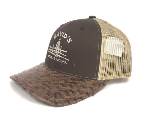 Brown/Khaki cap with kango tabac b half quill ostrich visor